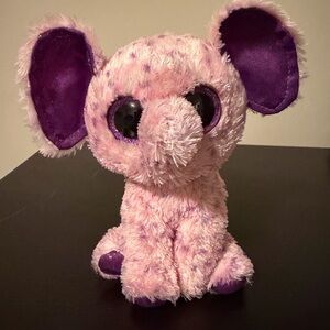 Ty Pink Plush Elephant with Purple Accents